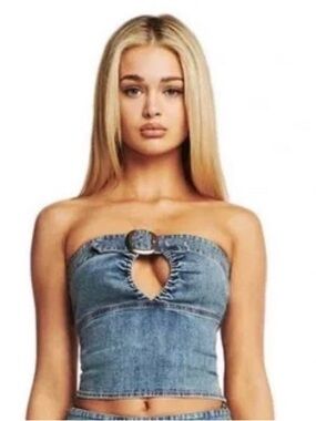 I.AM.GIA Light Blue Denim Tube Top